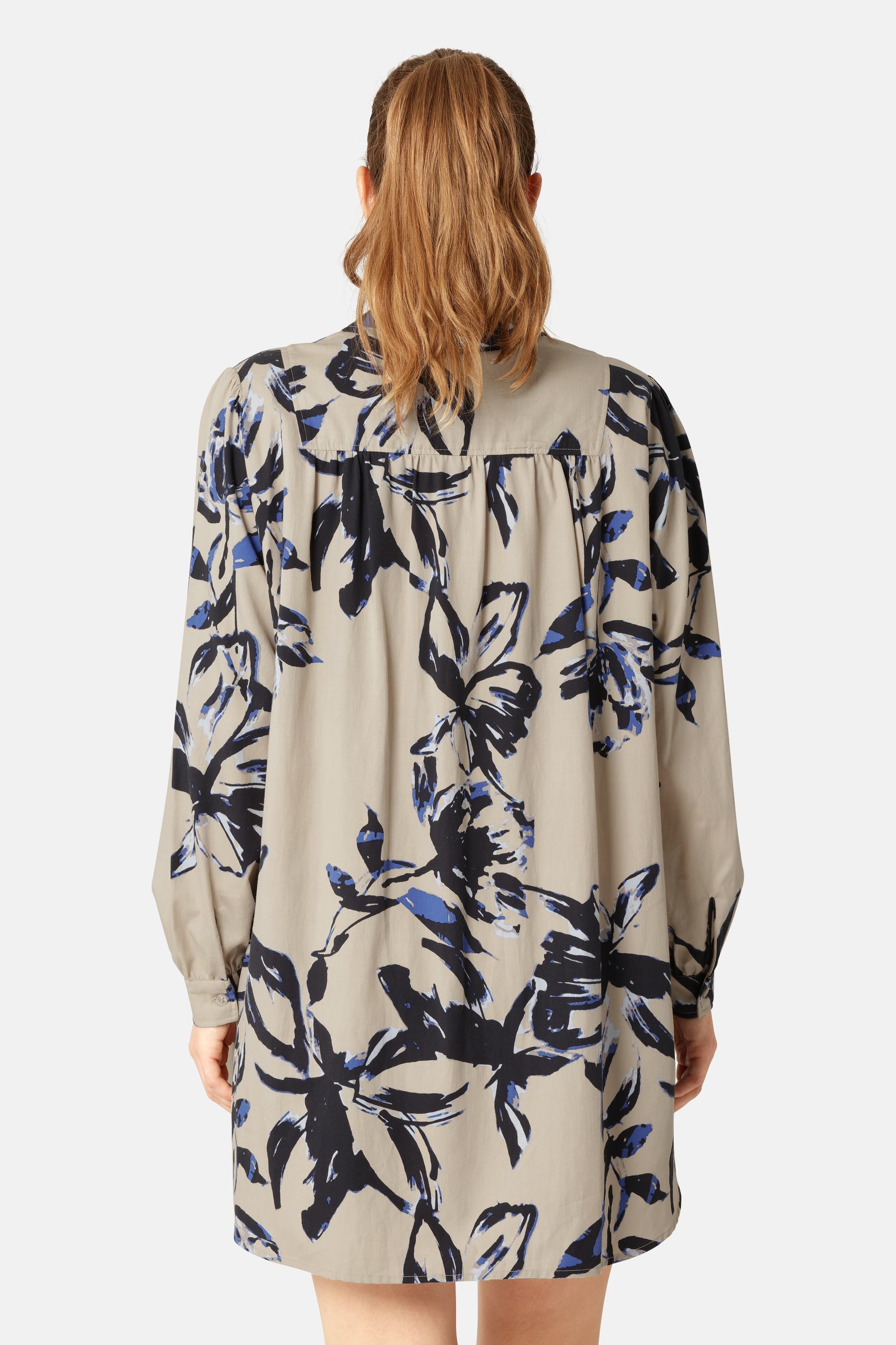 Lang Tunika Kjole - Sand Artsy Stroke Flower